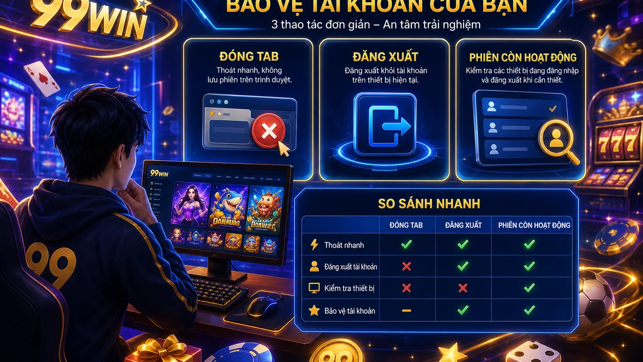 Đã rời bàn an toàn chưa? 99win làm sao biết đã đăng xuất khỏi tài khoản